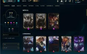Ouro 4 com TODOS os champs e 77 Skins + 3 Prestigios