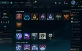 conta lol ex plat4, so 1 game md10, 97champs/25skins/85icons