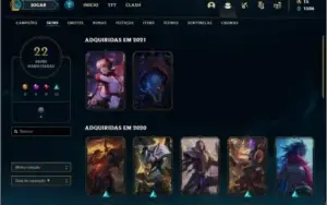 Conta prata 2 com 61 champs e 22 skins