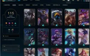 Conta Diamante 1, todos campeões, 115 skins, 24148 EA, S5.