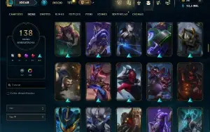 Unranked com TODOS os champs e 138 Skins ( ADC / MID / TOP )