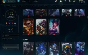 Conta platina 3 com TODOS os champs e 172 skins