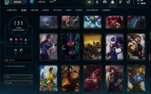Unranked com 135 Champs e 131 Skins + 250k de Lee