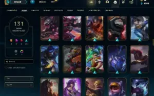 Unranked com 135 Champs e 131 Skins + 250k de Lee