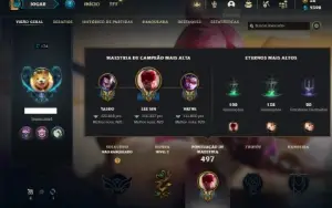 Unranked com 135 Champs e 131 Skins + 250k de Lee