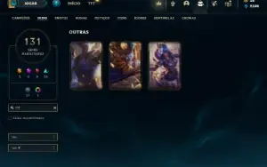 Unranked com 135 Champs e 131 Skins + 250k de Lee