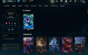 Unranked com 135 Champs e 131 Skins + 250k de Lee