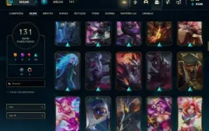 Unranked com 135 Champs e 131 Skins + 250k de Lee