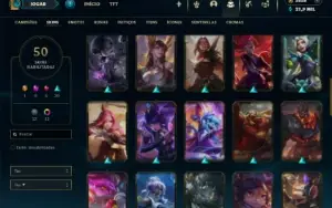 Diamante 3 com 105 Champs e 50 Skins ( 3600 RP )