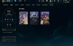 Diamante 3 com 105 Champs e 50 Skins ( 3600 RP )