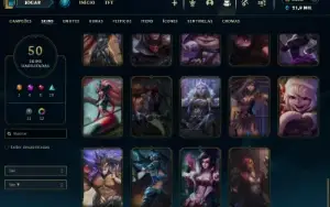 Diamante 3 com 105 Champs e 50 Skins ( 3600 RP )