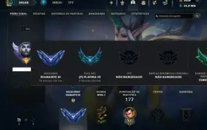 Diamante 3 com 105 Champs e 50 Skins ( 3600 RP )