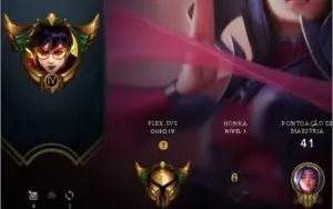 (CONTA LOL) OURO 4 FLEX , PRATA 2 SOLO/DUO, 2 FRAG DE SKIN