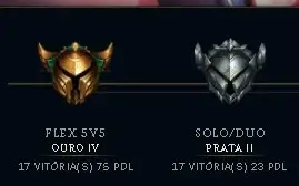 (CONTA LOL) OURO 4 FLEX , PRATA 2 SOLO/DUO, 2 FRAG DE SKIN