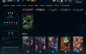 Bronze 4 com TODOS os champs e 174 Skins ( SUP / ADC / JG )