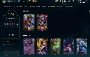 Bronze 4 com TODOS os champs e 174 Skins ( SUP / ADC / JG )