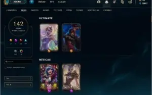 Conta de League of Legends 142 skins, GOLD, UNICO DONO!