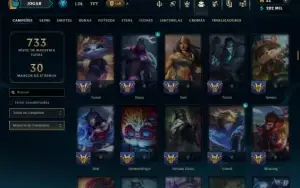 Ouro 1 com TODOS os Champs e 373 Skins ( MONO SUP )