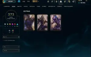 Ouro 1 com TODOS os Champs e 373 Skins ( MONO SUP )