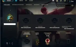 Conta Unranked com 10 Skins e 34 Champs