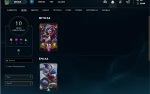 Conta Unranked com 10 Skins e 34 Champs