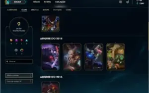 Platina V na Flex / Prata 1 SoloQ ~ 55 campeões ~ 9 skins