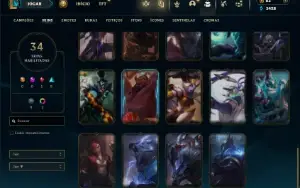 Unranked com 90 Champs e 34 Skins + 3 Vitoriosas