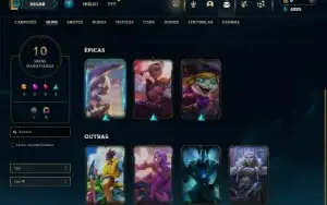 Unranked com 40 Champs e 10 Skins