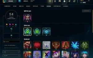 Unranked com 40 Champs e 10 Skins