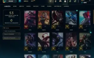 Unranked com 40 Champs e 10 Skins
