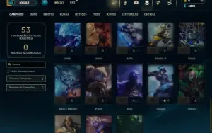 Unranked com 40 Champs e 10 Skins