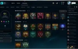 Conta Lv 57 Ouro IV diversas skins