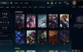 CONTA LOL NV 233, BRONZE 2, 118 SKINS, CHAMP 86, 24 CROMAS