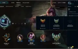 Conta de LoL Platina V com muitas skins e ícones