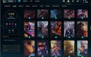 Conta bronze 1 com 146 Champs e 109 Skins + 4 Vitoriosas
