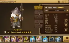 Reroll Summoners War lvl10 com Beast Monk Light - Shazan