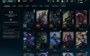 Platina 3 com 35 Champs e 21 Skins + 2 Fragmentos de skins