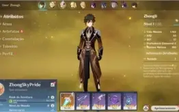 Conta Genshin Impact AR 7 com Zhongli e Orgulho Celestial