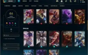 Conta bronze 4 com 60 champs e 46 skins + 2 Ultimates