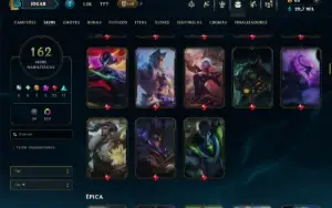 Ouro 1 com TODOS os Champs e 162 Skins ( Nivel 592 )