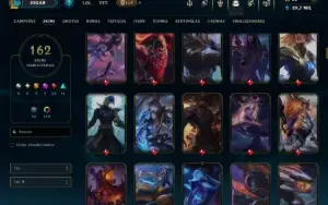 Ouro 1 com TODOS os Champs e 162 Skins ( Nivel 592 )