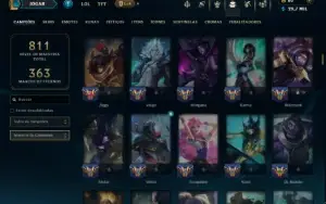 Ouro 1 com TODOS os Champs e 162 Skins ( Nivel 592 )