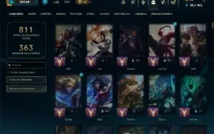 Ouro 1 com TODOS os Champs e 162 Skins ( Nivel 592 )