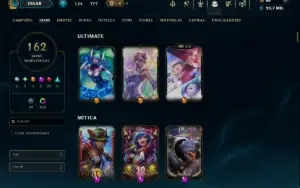 Ouro 1 com TODOS os Champs e 162 Skins ( Nivel 592 )