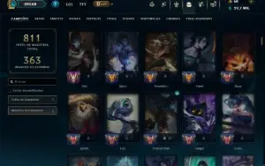 Ouro 1 com TODOS os Champs e 162 Skins ( Nivel 592 )