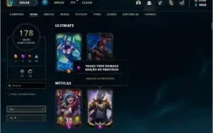 Conta Platina 2 com 2700RP, 178 skins e 100 champs