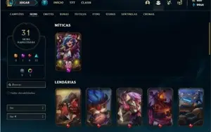 Conta unranked com 50 Champs e 31 Skins + 600 RP