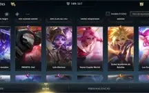 Conta Wild Rift com 151 Skins, 45 no lol, E valorant