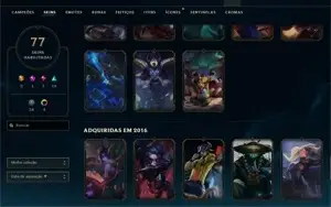 CONTA LEAGUE OF LEGENDS NVL 197 MUITAS SKINS BARATO