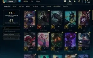 Conta prata 1 com 55 Champs e 34 Skins + 6 Cromas